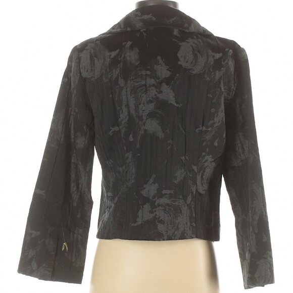 Vintage Compos'd Black/Gray Floral Wool Blend Quilted Business Blazer Jacket - Picture 3 of 4